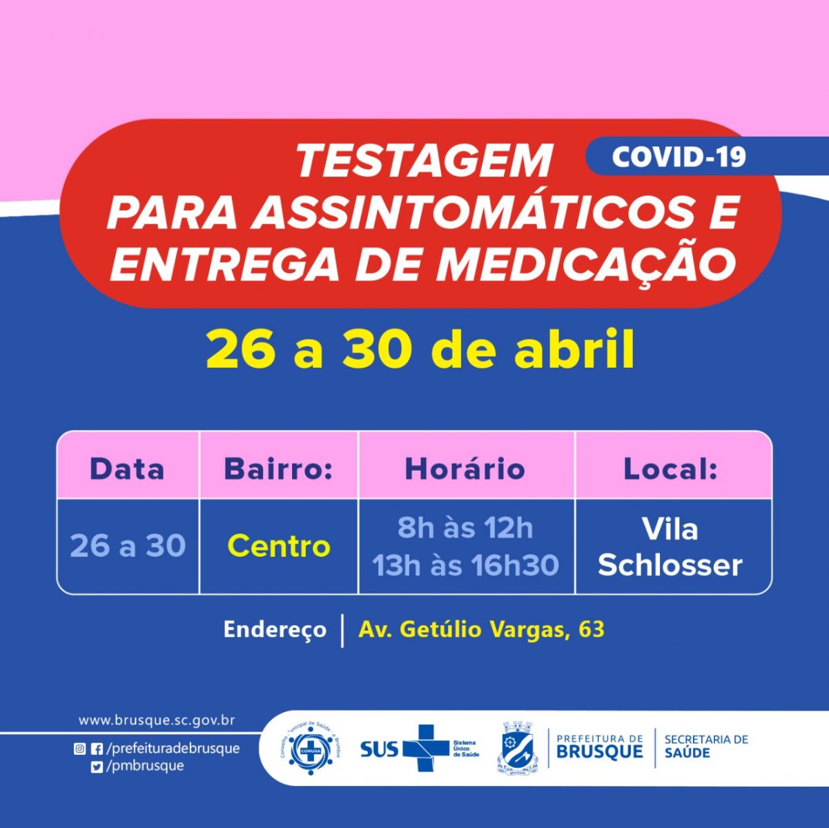 Covid-19: Unidade de testagem para assintomáticos divulga agenda da próxima semana