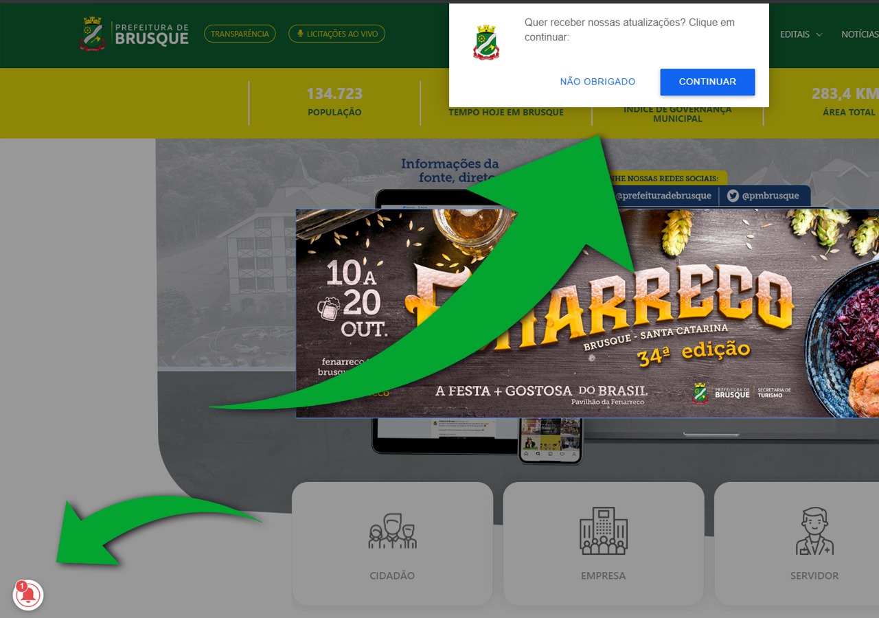 Site da Prefeitura agora possui Notificação Push