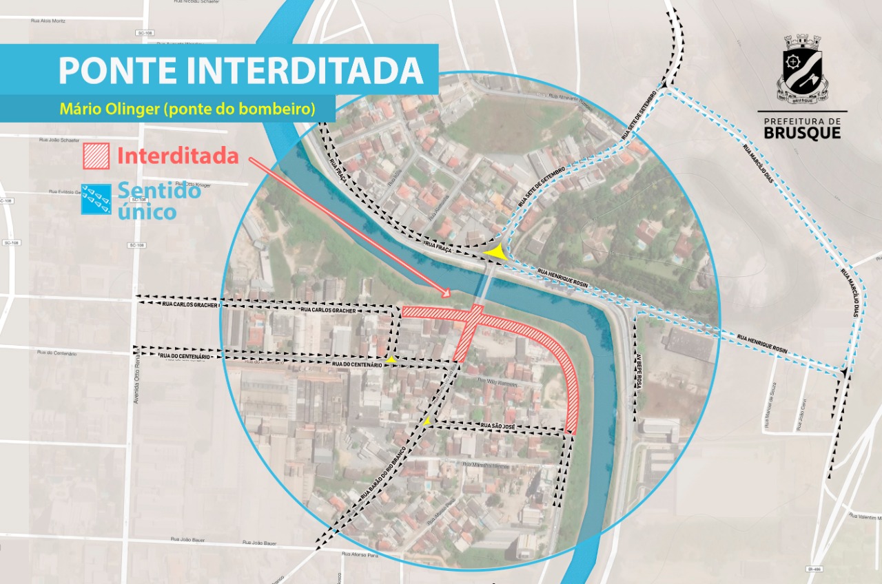 Ponte Mário Olinger será interditada por quatro meses a partir de 31 de janeiro