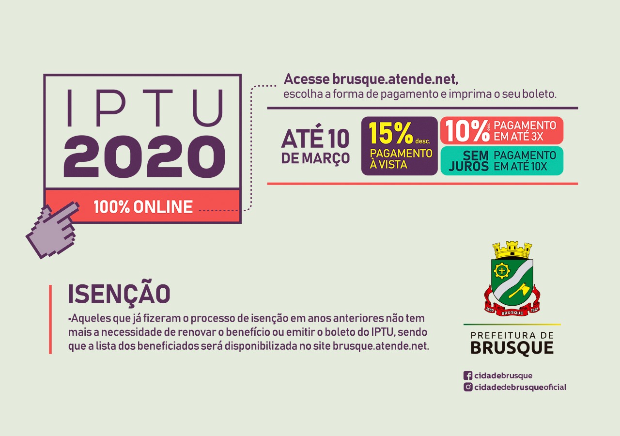 Cerca de 90% dos carnês de IPTU 2020 já foram emitidos