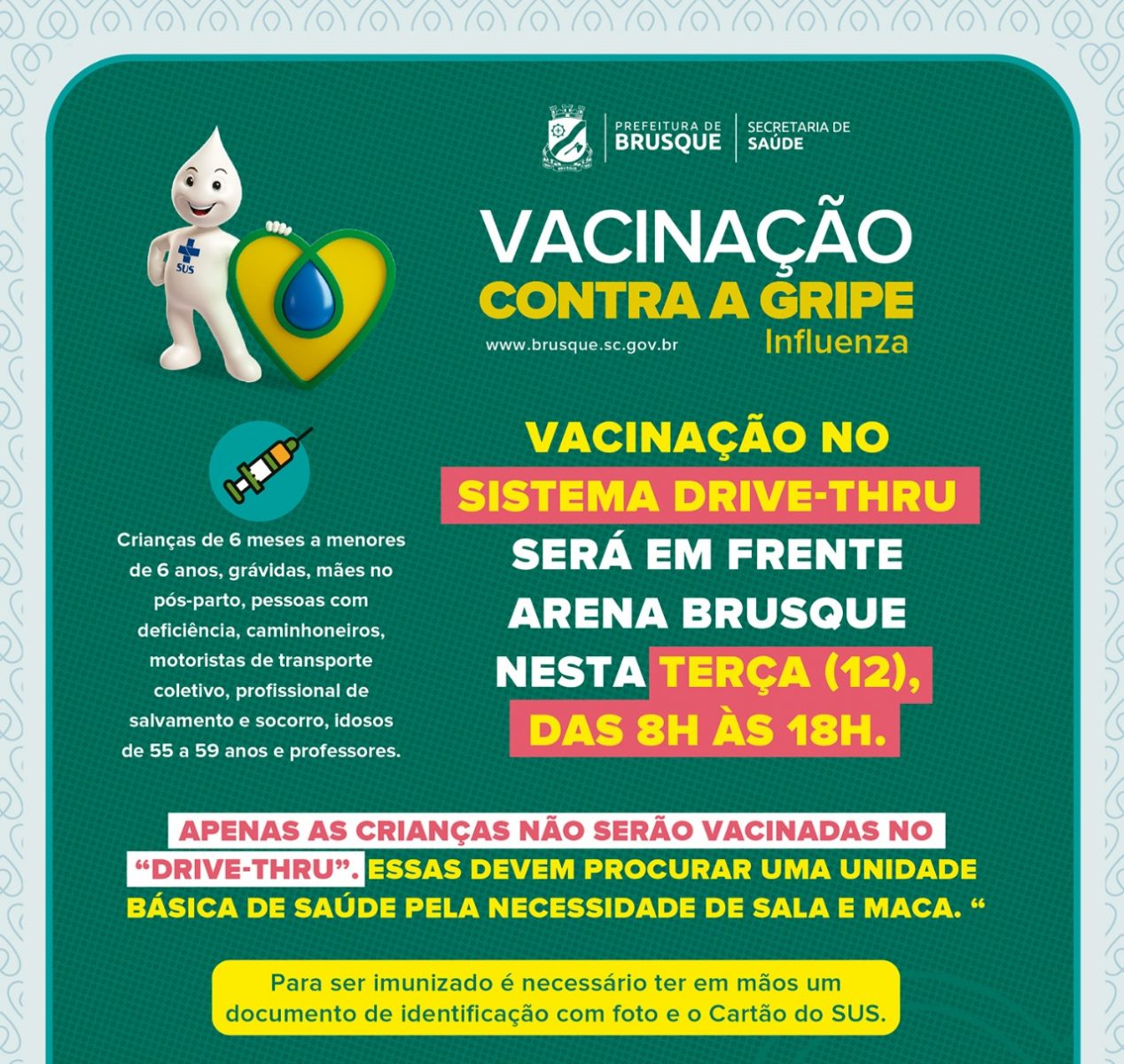 Prefeitura realiza “Drive-thru” para vacinação contra a gripe nesta terça-feira (12)