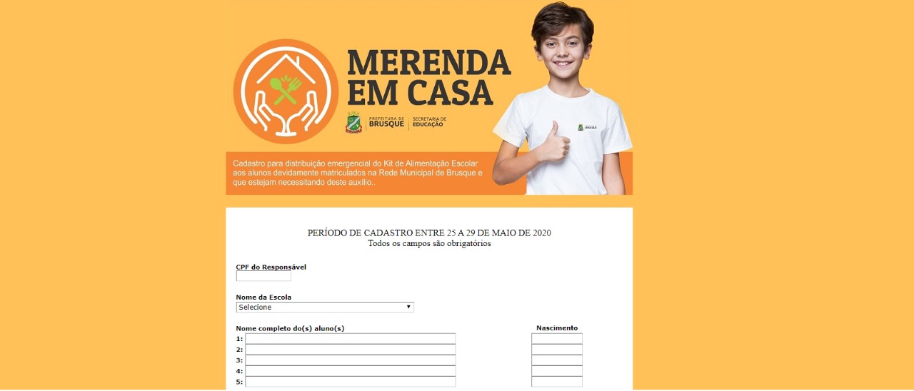 Secretaria da Educação terá endereço na web para cadastro do kit merenda