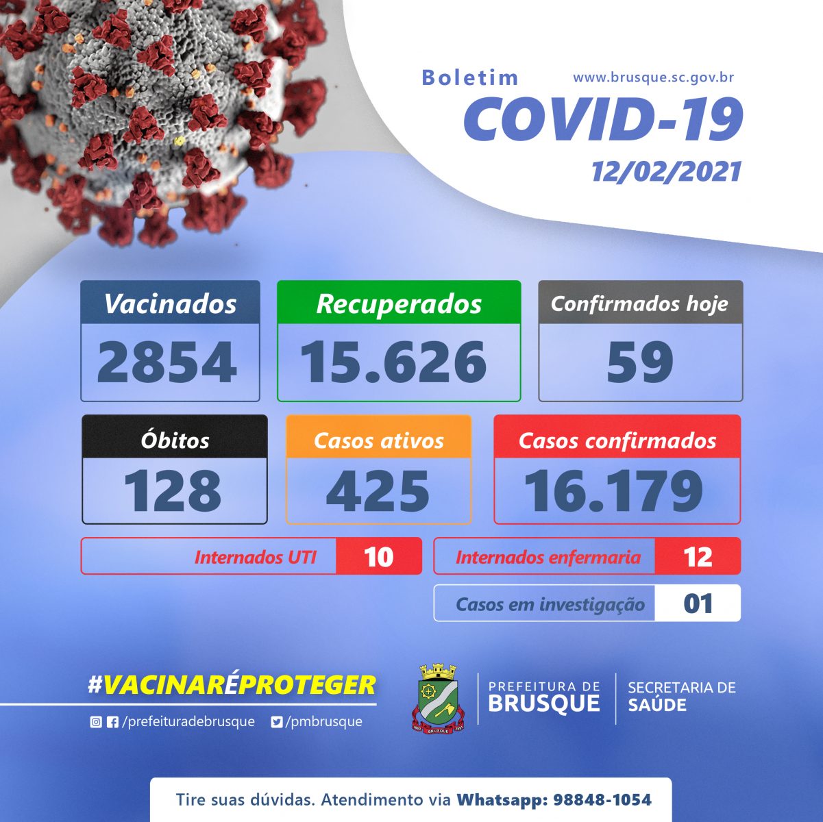 Covid-19: Confira o boletim epidemiológico desta sexta-feira (12)