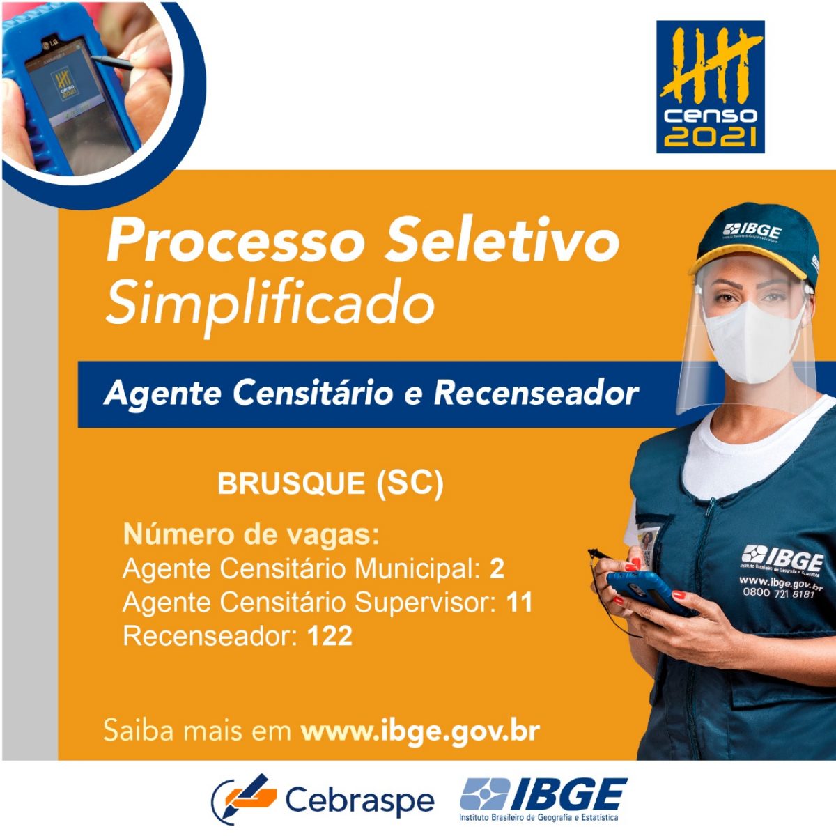 IBGE: Inscrições para processo seletivo de recenseadores começam na próxima terça-feira (23)