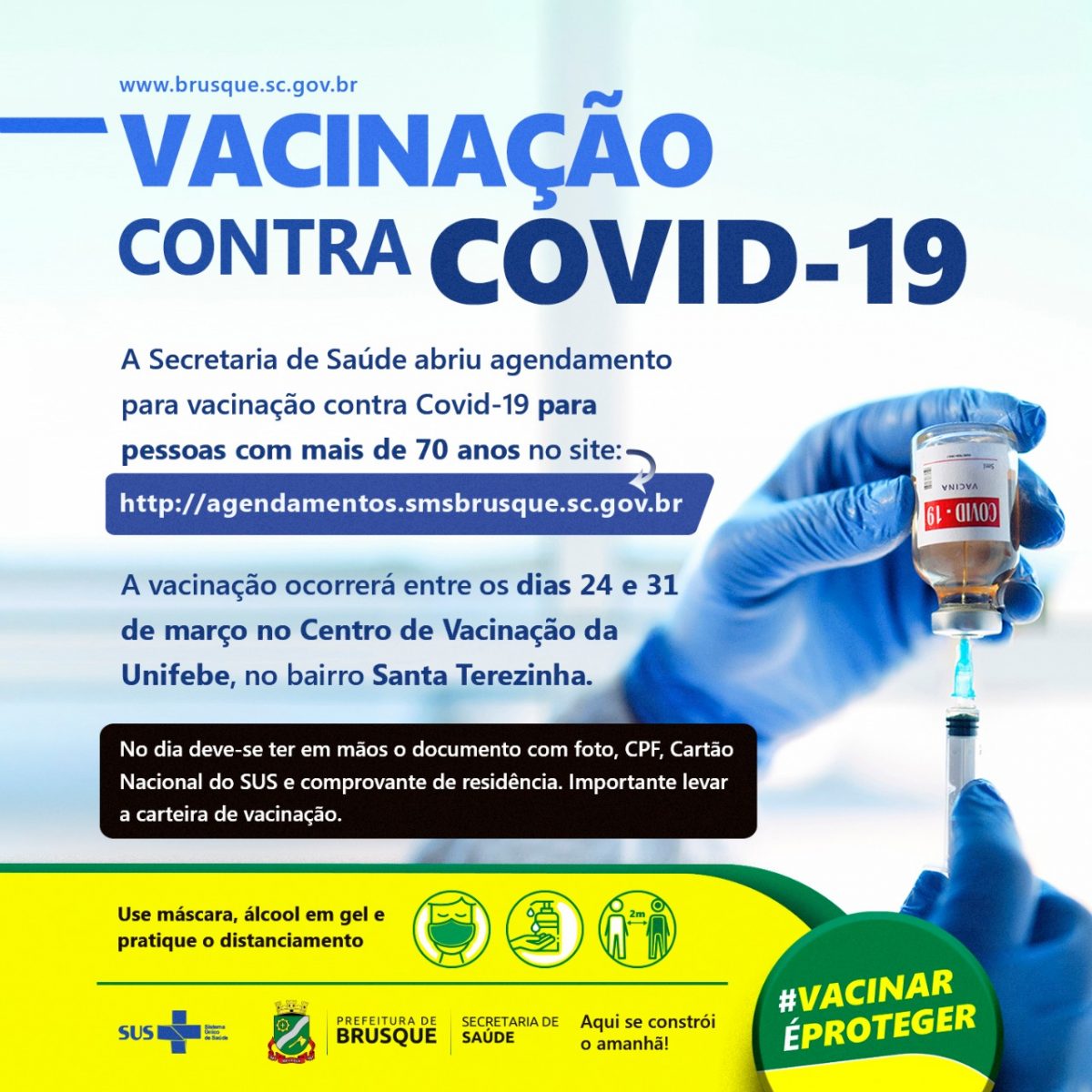 Pessoas com mais de 70 anos já podem se cadastrar para vacinação contra Covid-19