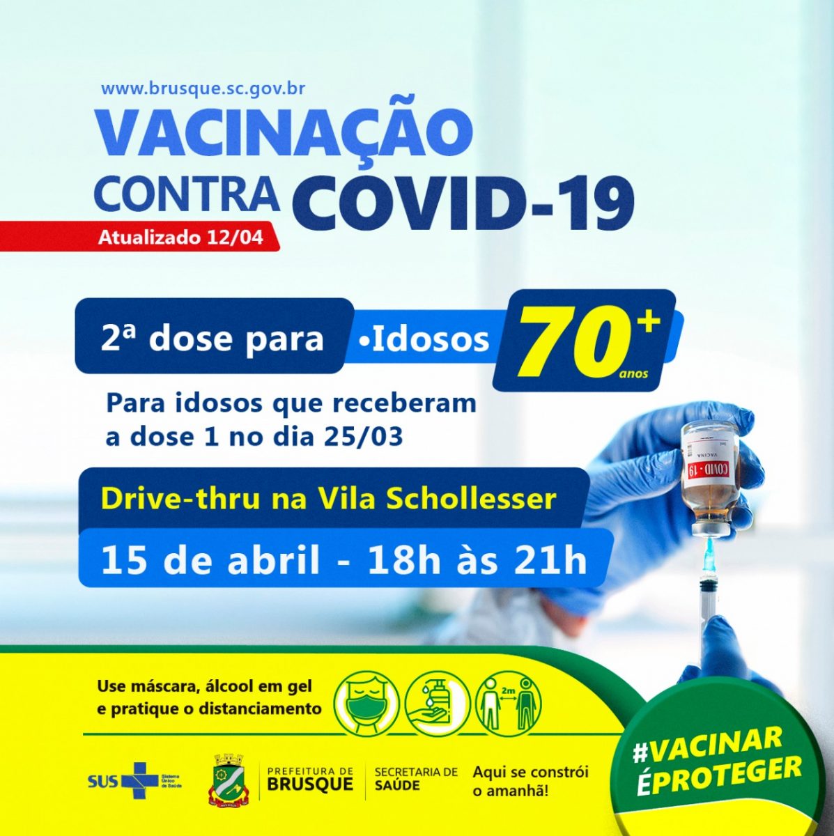 Segunda dose para idosos que receberam a vacina no dia 25 de março é adiantada