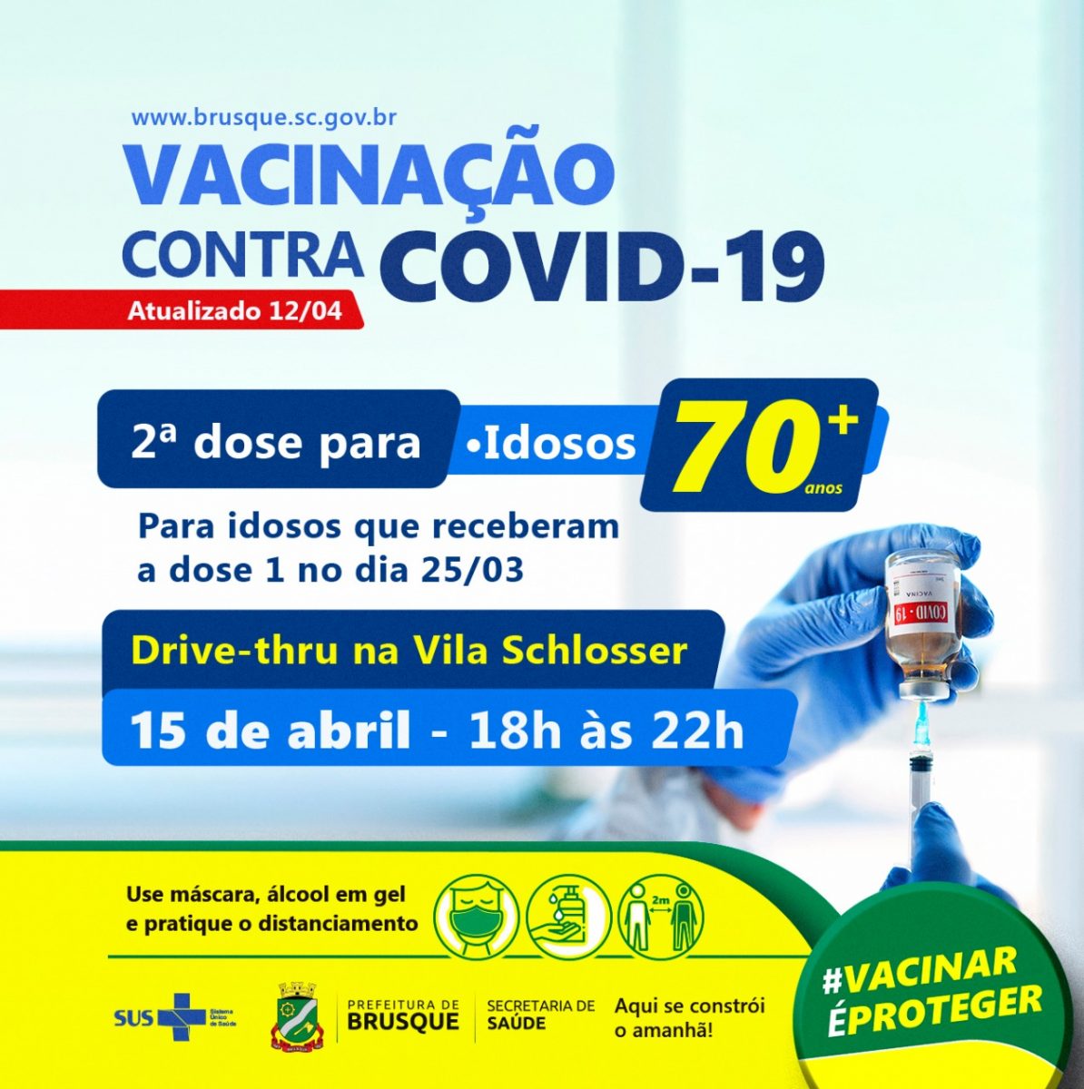 Covid 19: Segunda dose para idosos que receberam a vacina em 25 de março é antecipada