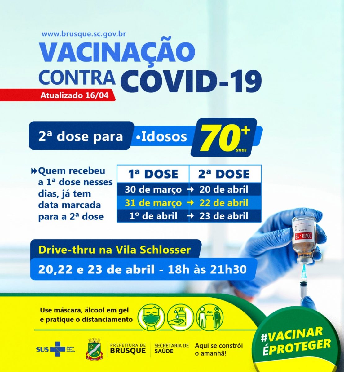 Covid-19: Brusque divulga datas para mais três edições de drive thru de vacinação