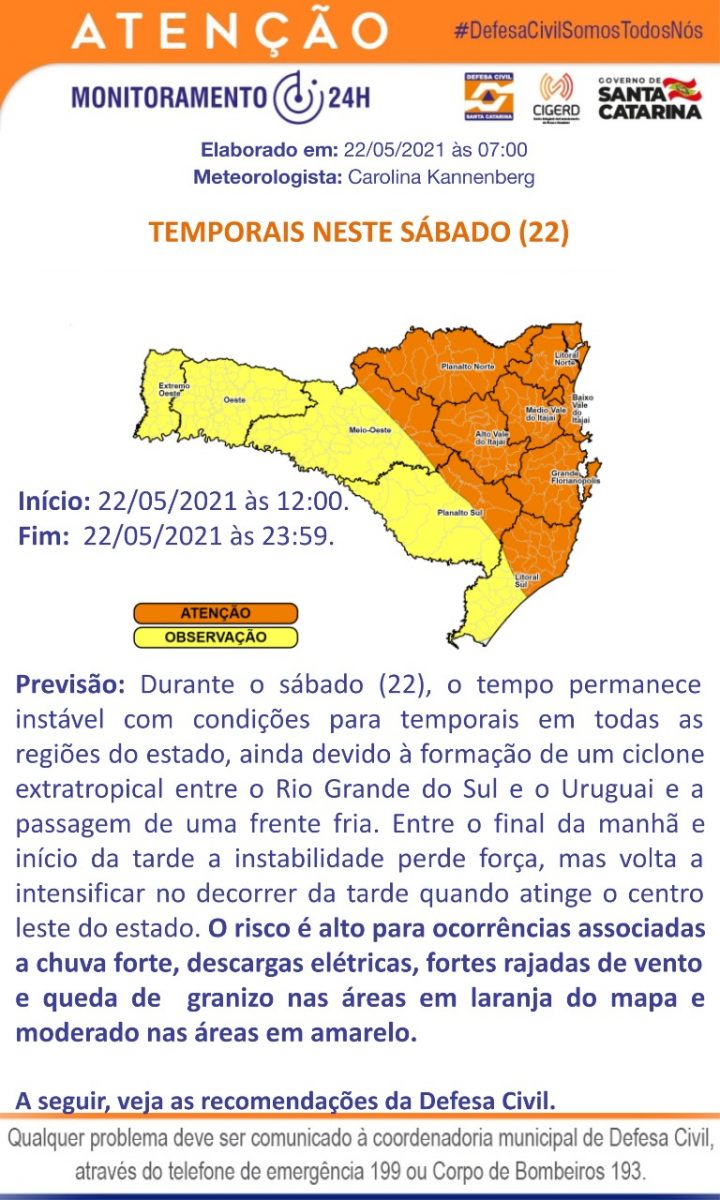 Aviso meteorológico – Alerta de chuvas fortes