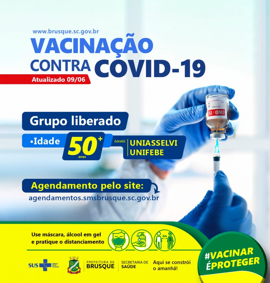 Covid-19: Brusque abre agendamento para vacina a população acima de 50 anos