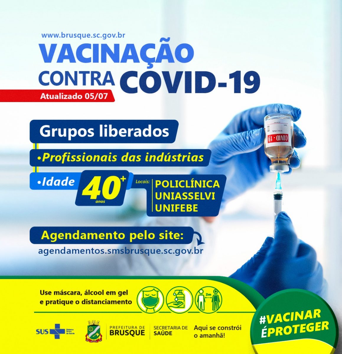 Covid-19: Brusque ganha quatro novas salas de vacina na Policlínica a partir desta terça-feira