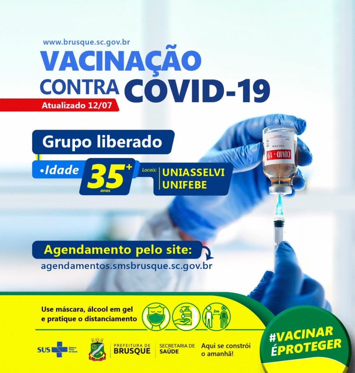 Covid-19: Brusque abre novo agendamento para vacina a pessoas com 35 anos ou mais
