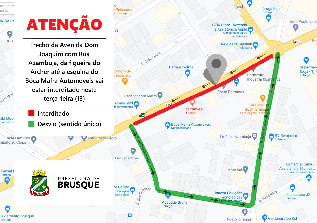 Trecho da Avenida Dom Joaquim vai estar interditado nesta terça-feira (13)