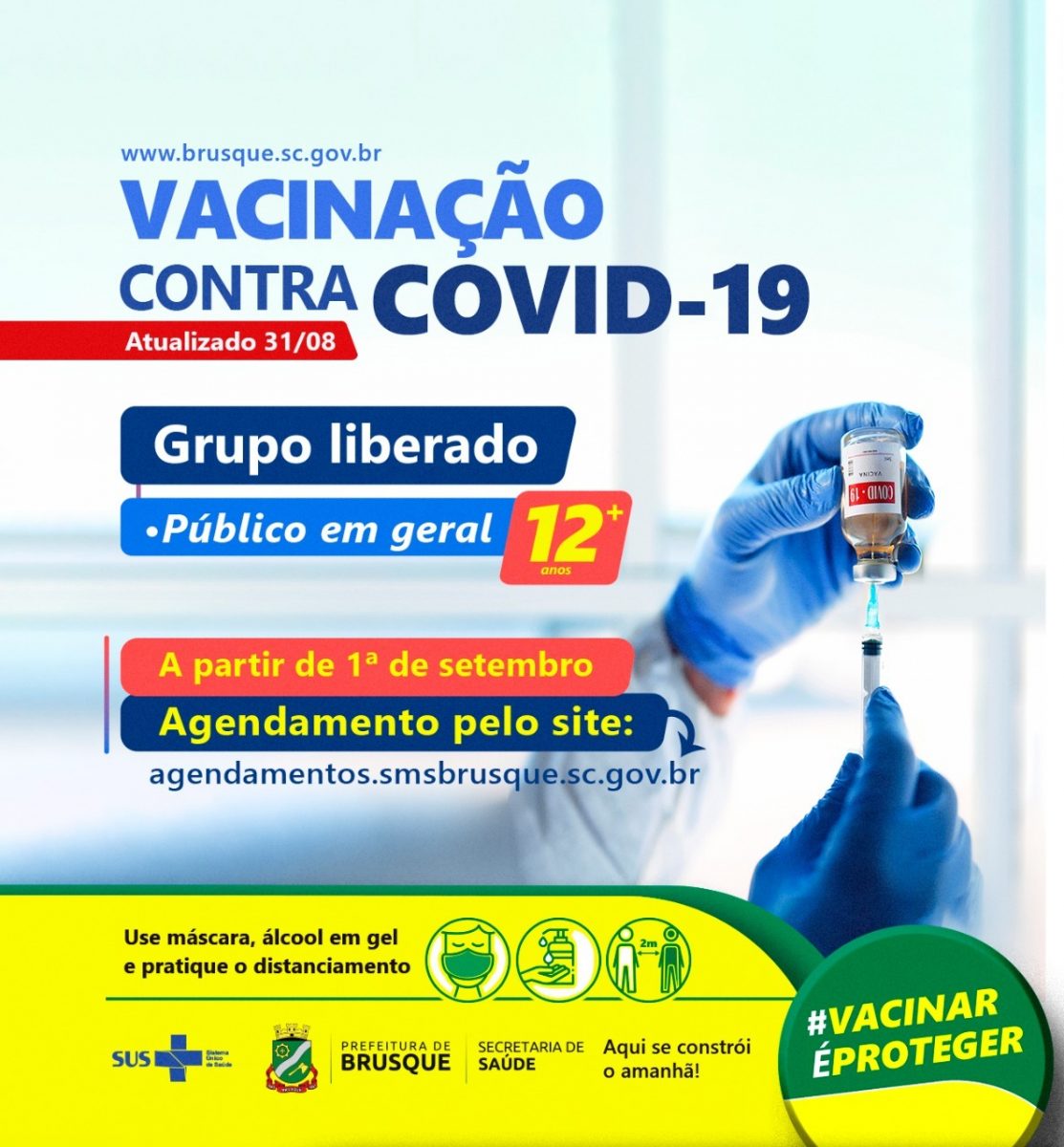 Covid-19: Brusque abre agenda para vacinação para esta quarta-feira, incluindo adolescentes