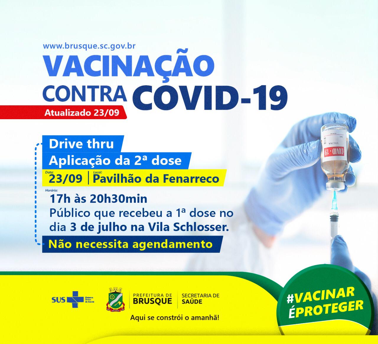 Covid-19: Hoje tem drive thru para aplicação da segunda dose da vacina