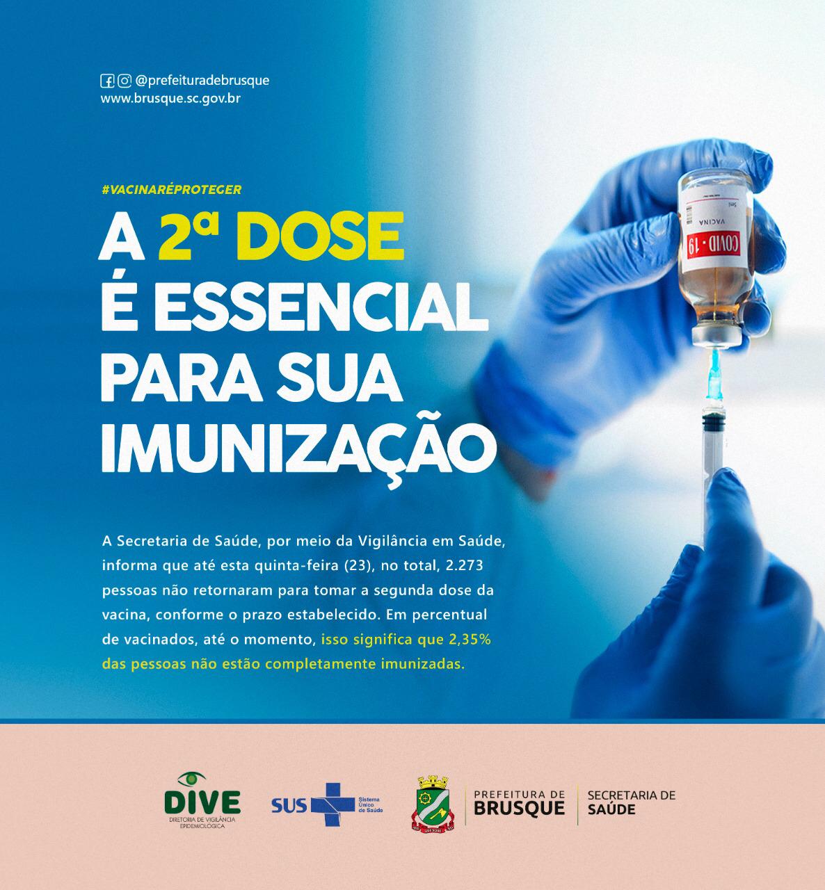 Covid-19: Mais de duas mil pessoas não retornaram para tomar a segunda dose da vacina