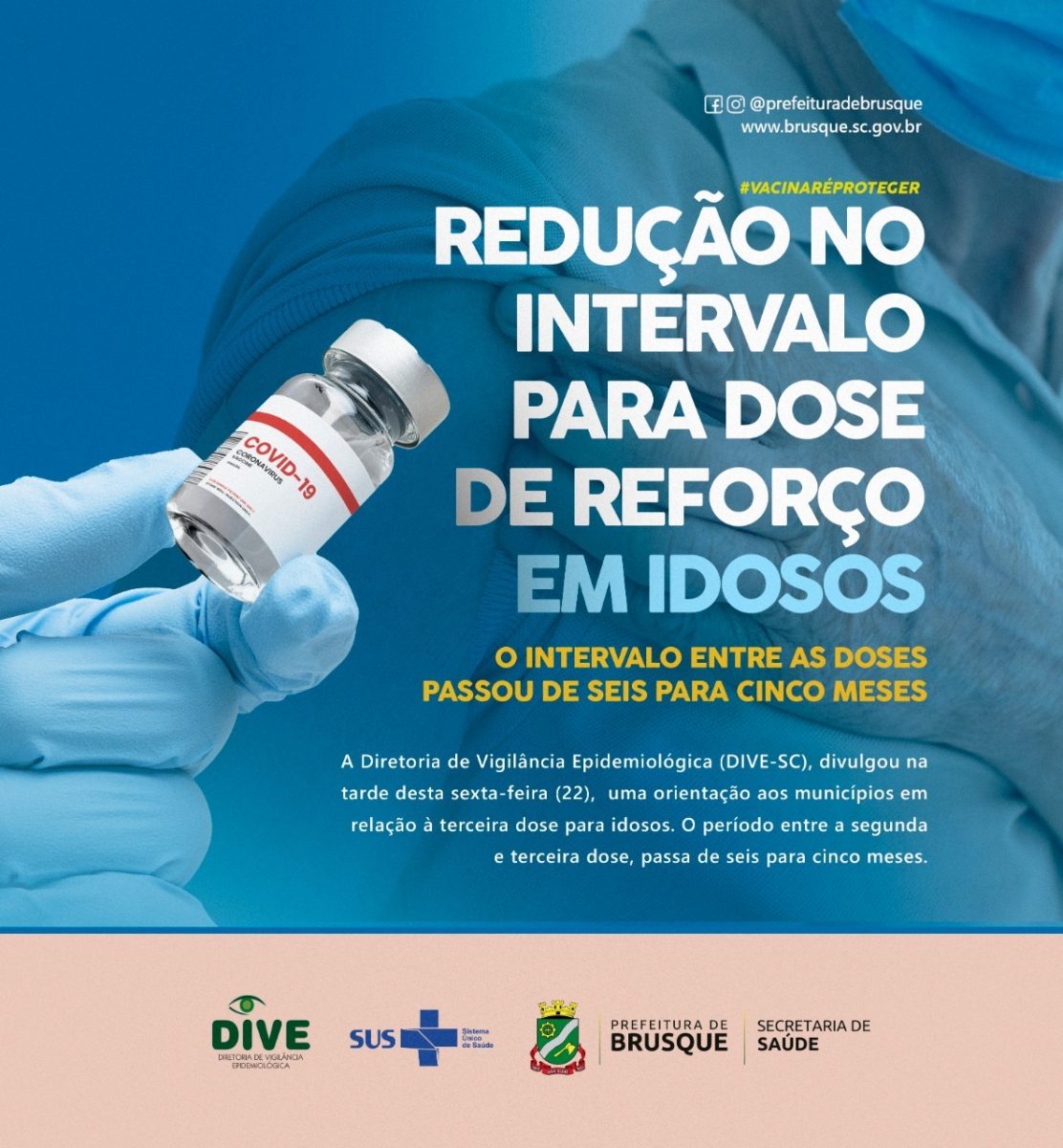 Dive anuncia redução no período entre a segunda e terceira doses para idosos