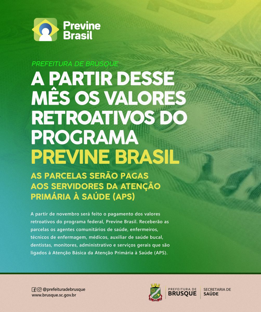 Prefeitura pagará a partir desse mês os valores retroativos do programa Previne Brasil