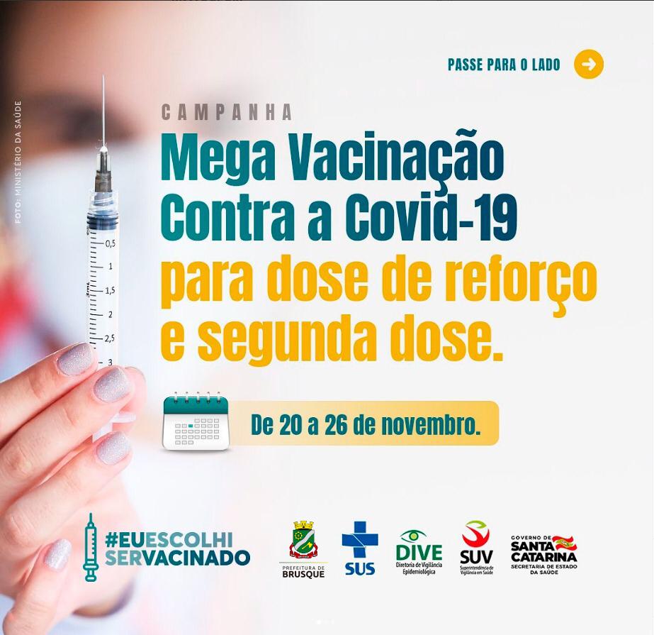 Brusque adere a Campanha Nacional de Mega Vacinação Contra Covid-19