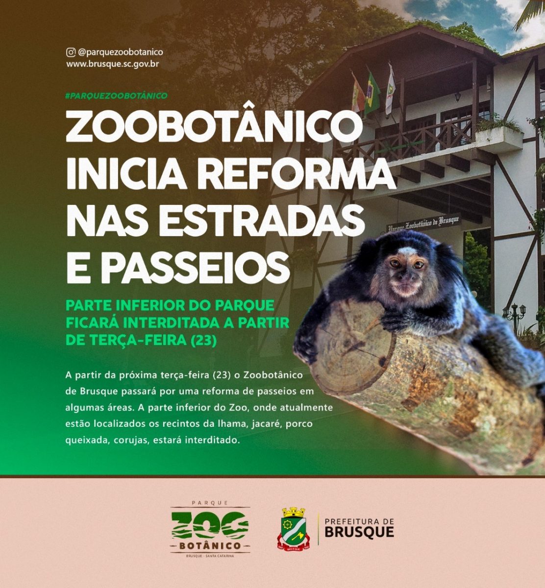 Zoobotânico inicia reforma nas estradas e passeios