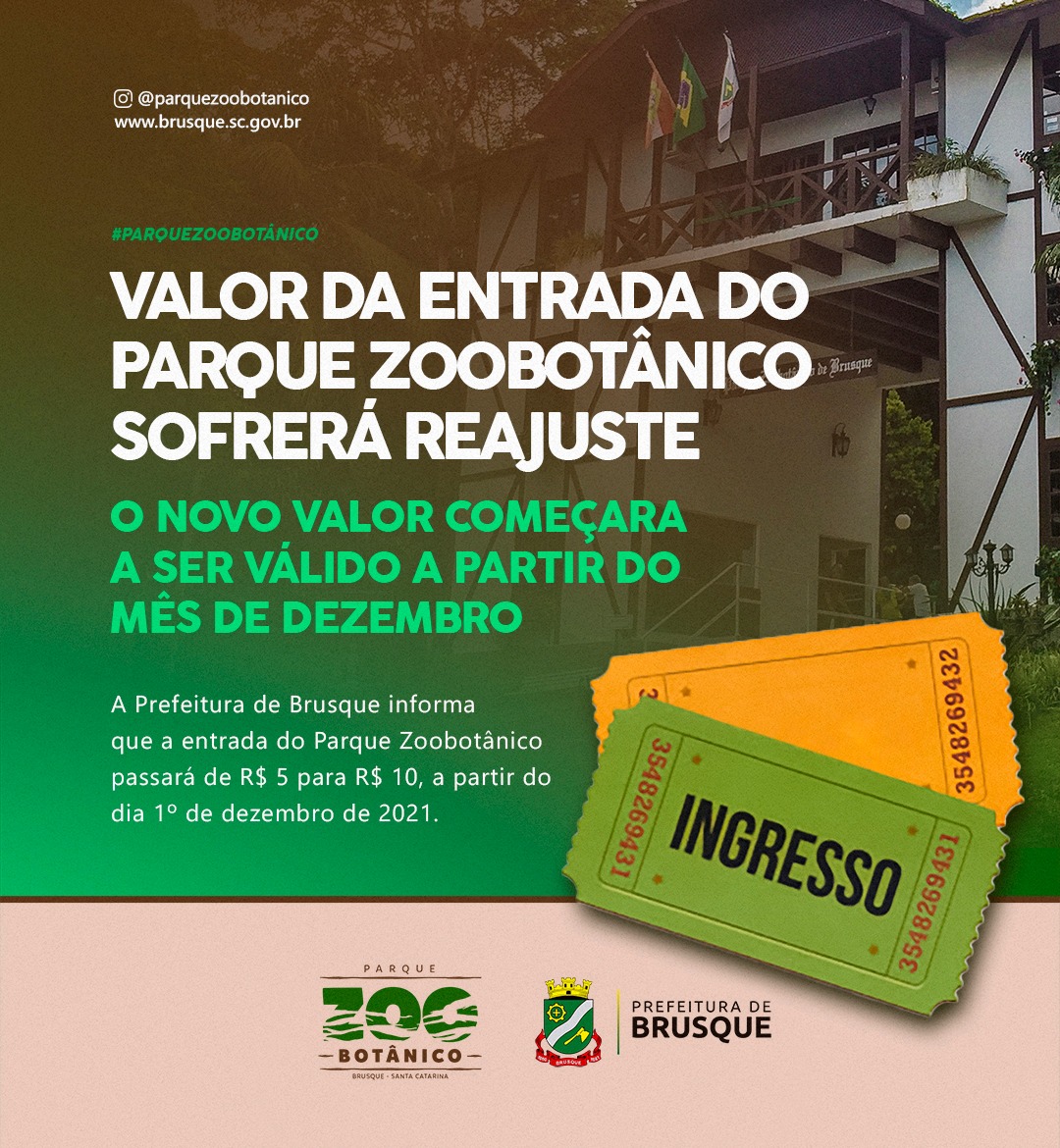 Valor da entrada do parque Zoobotânico sofrerá reajuste