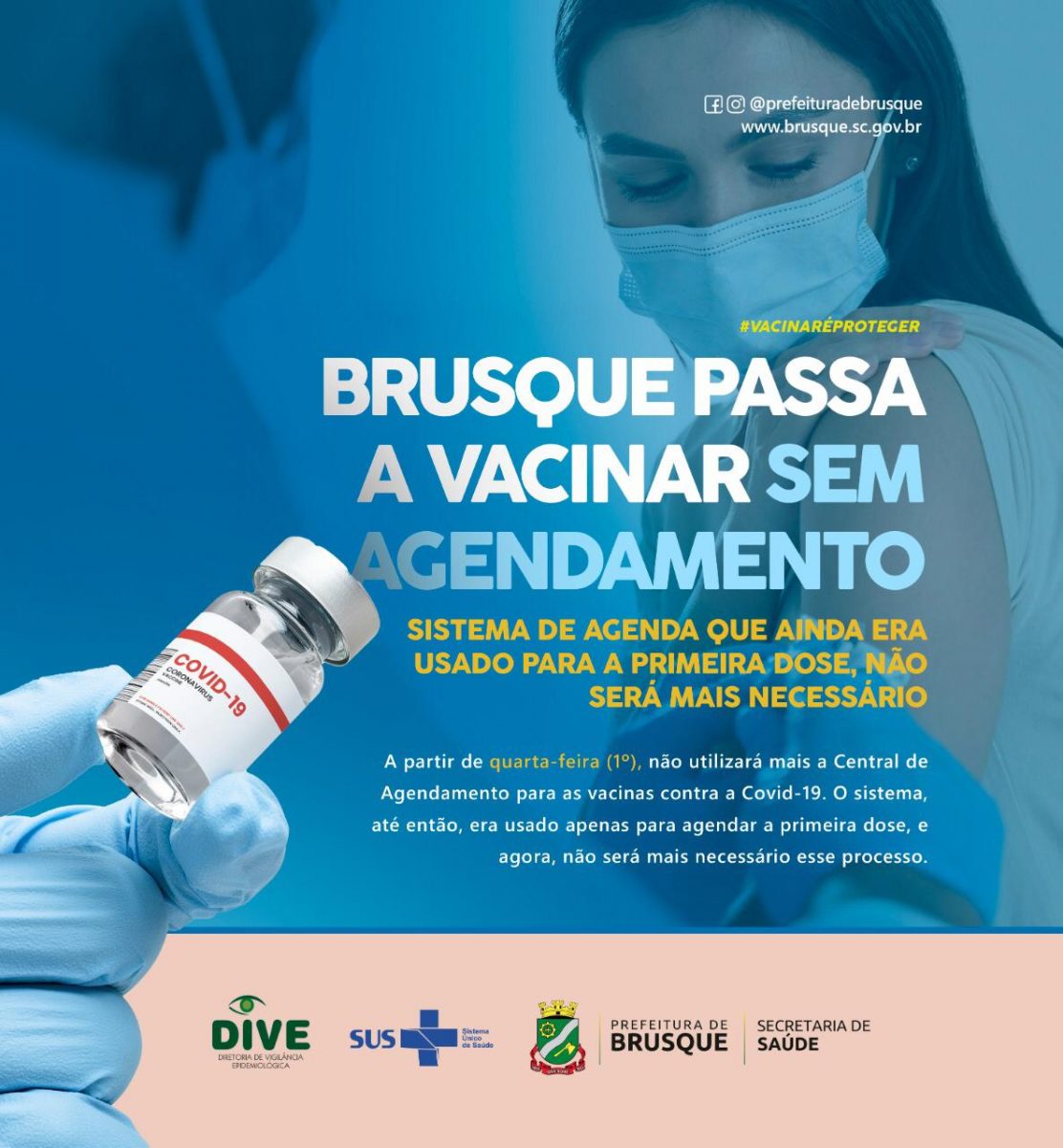 Covid-19: Brusque passa a vacinar sem agendamento