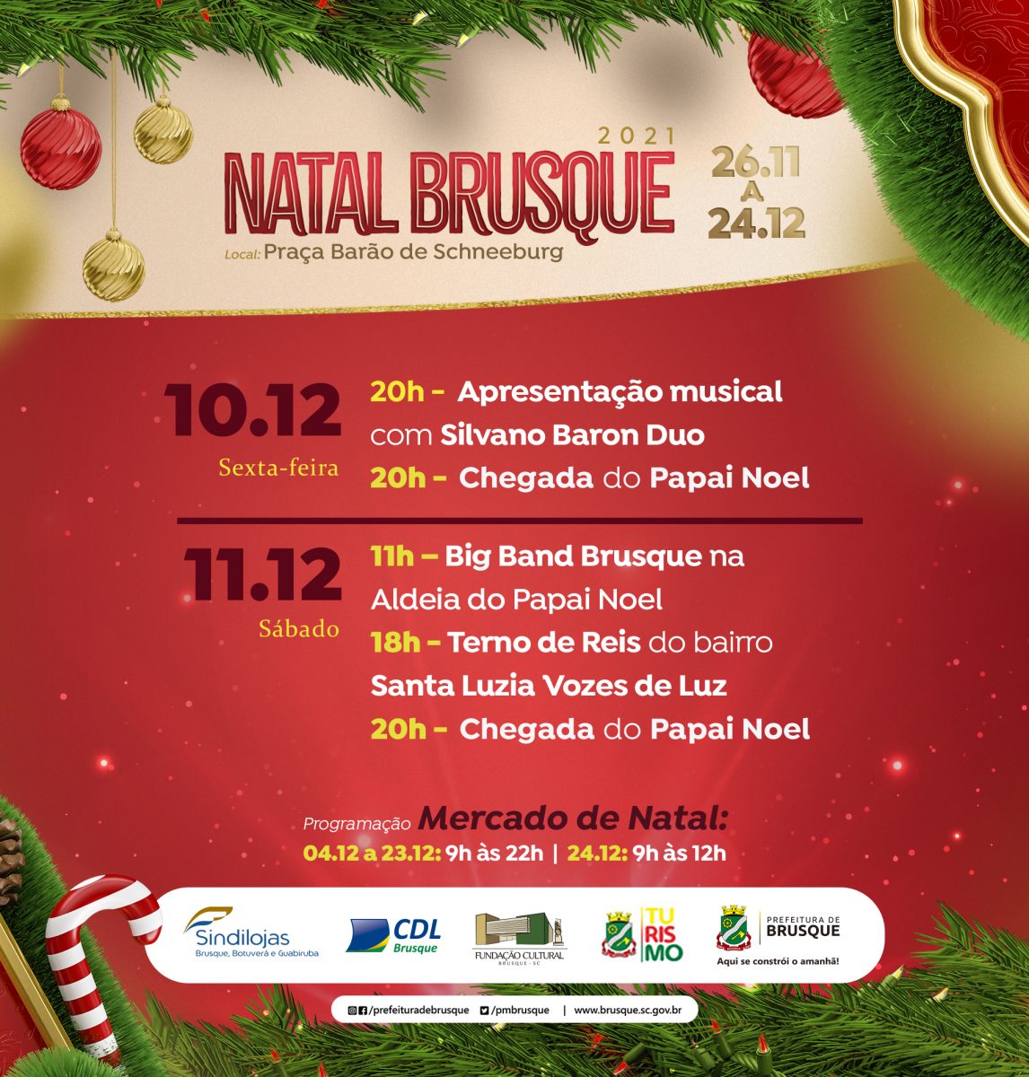 Confira as atividades de Natal desta quinta e sexta-feira em Brusque