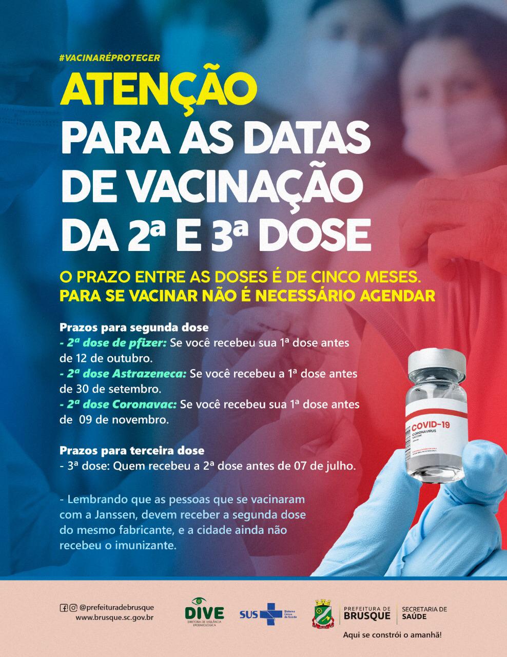 Covid-19: Atenção para as datas de vacinação da segunda e terceira dose