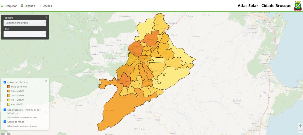 Brusque lança ferramenta que calcula o potencial fotovoltaico dos imóveis