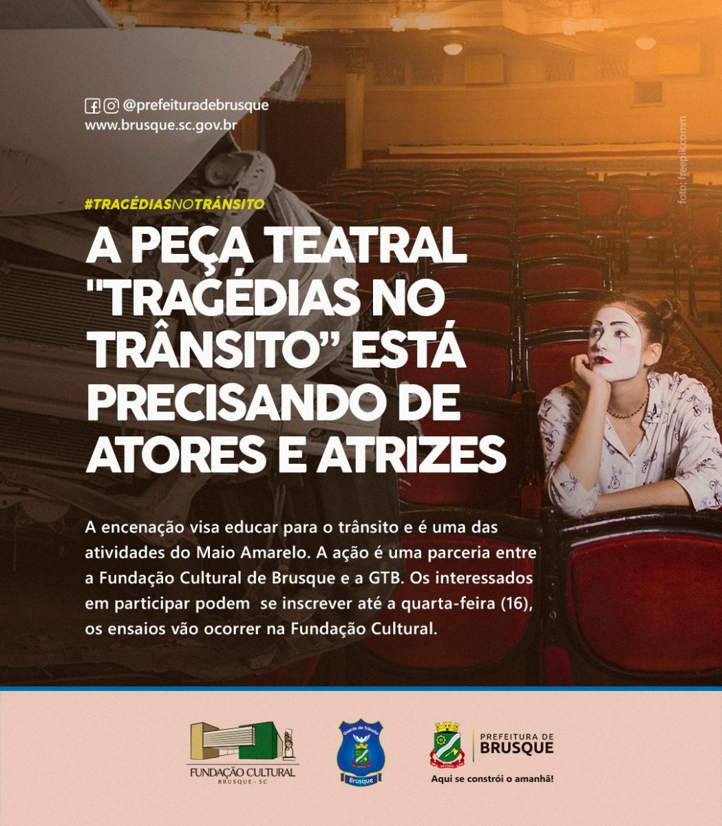 Fundação Cultural e GTB convidam atores e atrizes para participarem de um teatro