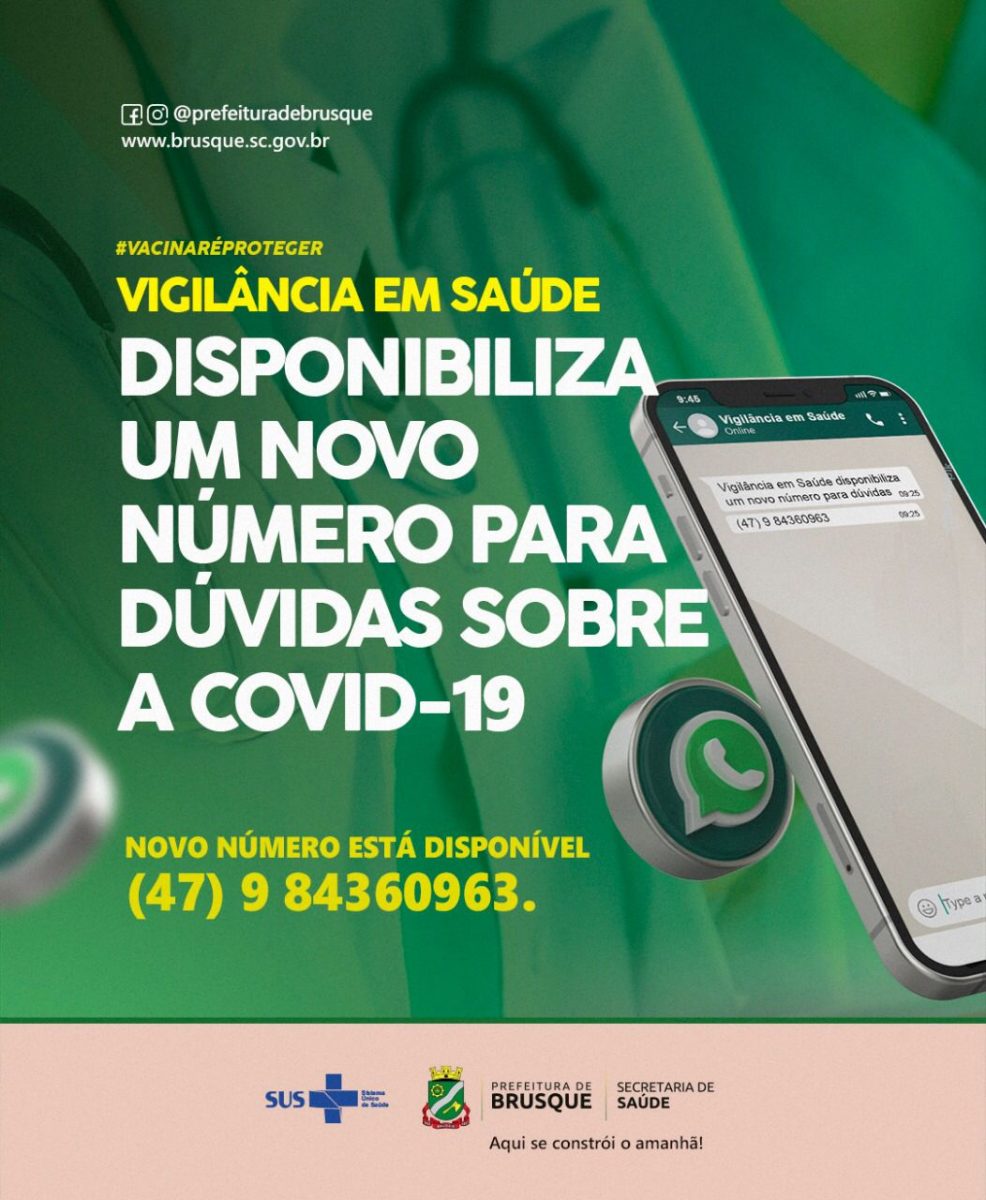 Vigilância em Saúde disponibiliza novo número de celular para dúvidas sobre a Covid-19