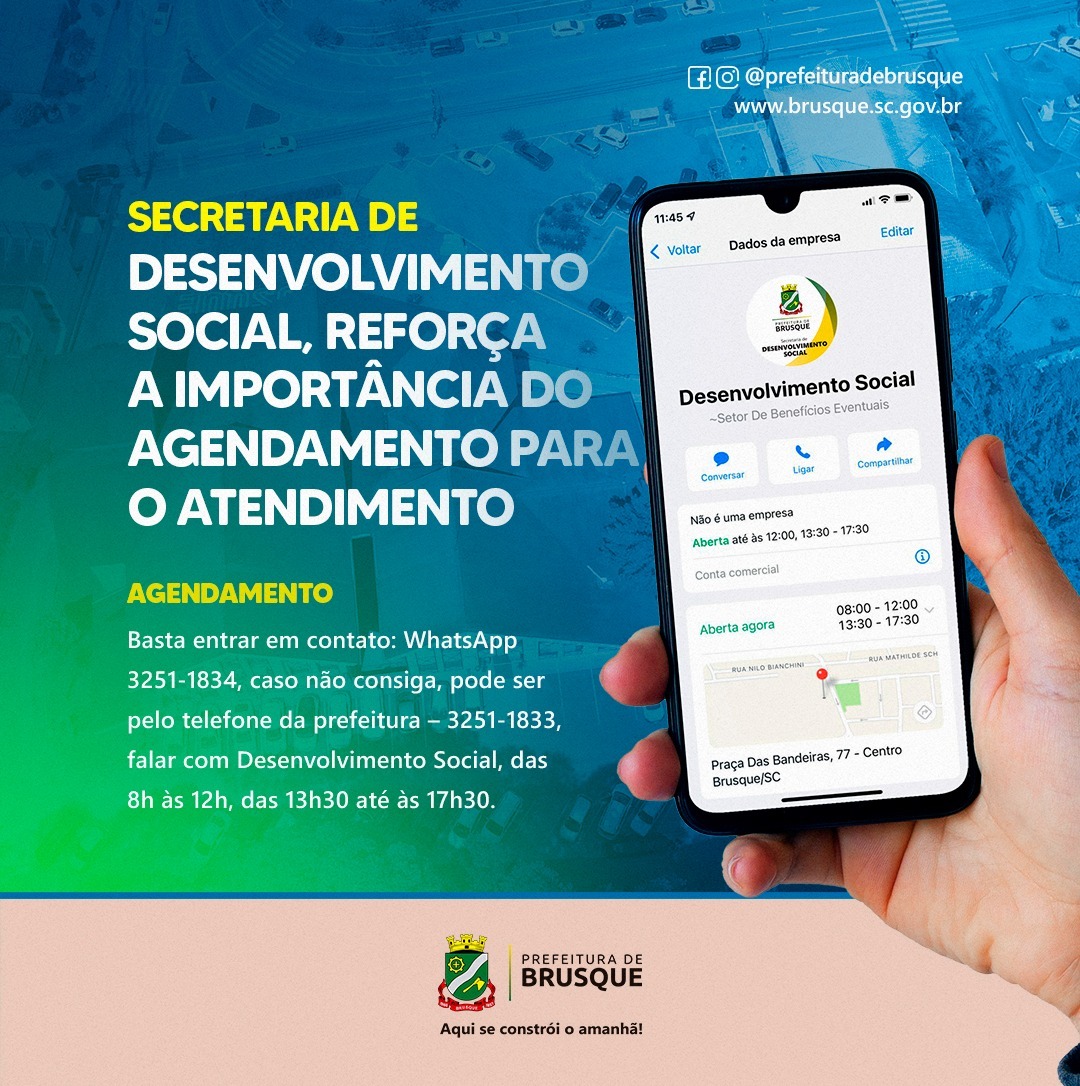 Desenvolvimento Social abre agendamento para atendimentos na secretaria