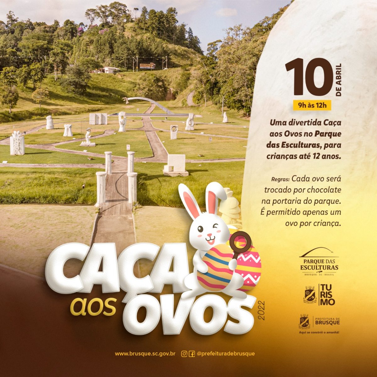 Osterbrusque: Domingo (10) tem Caça aos Ovos no Parque das Esculturas