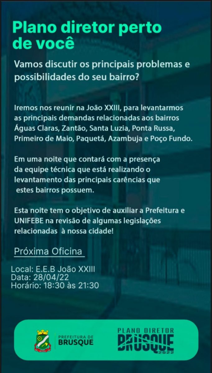 4ª Oficina Participativa de Revisão do Plano Diretor ocorre nesta quinta-feira