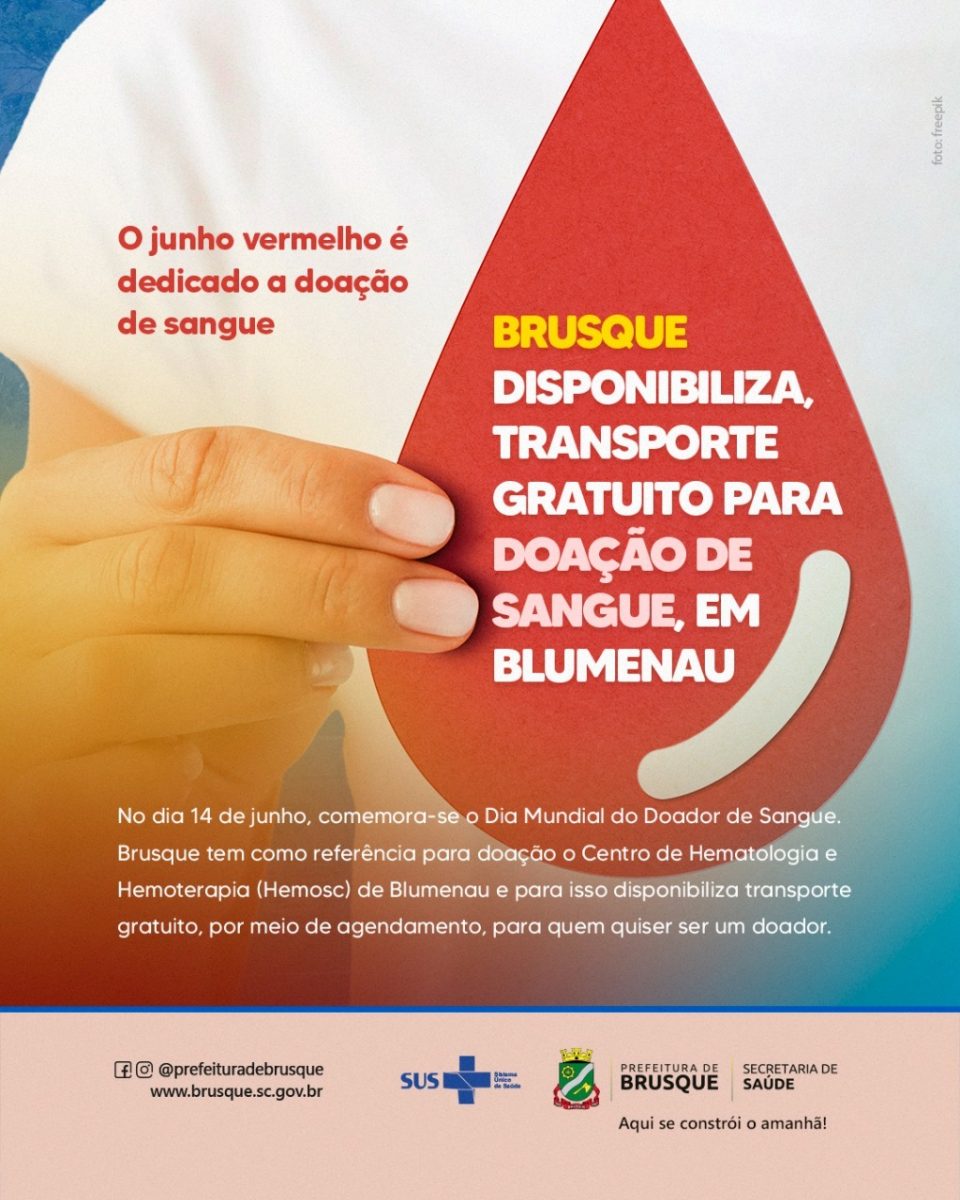 Brusque disponibiliza, por meio de agendamento, transporte gratuito para doação de sangue, em Blumenau