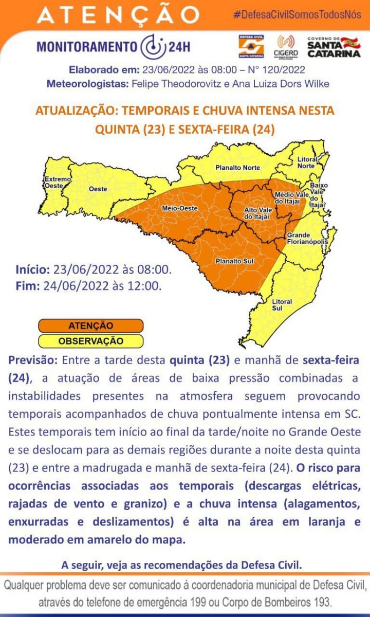 Defesa Civil está em observação para ocorrência de novos temporais