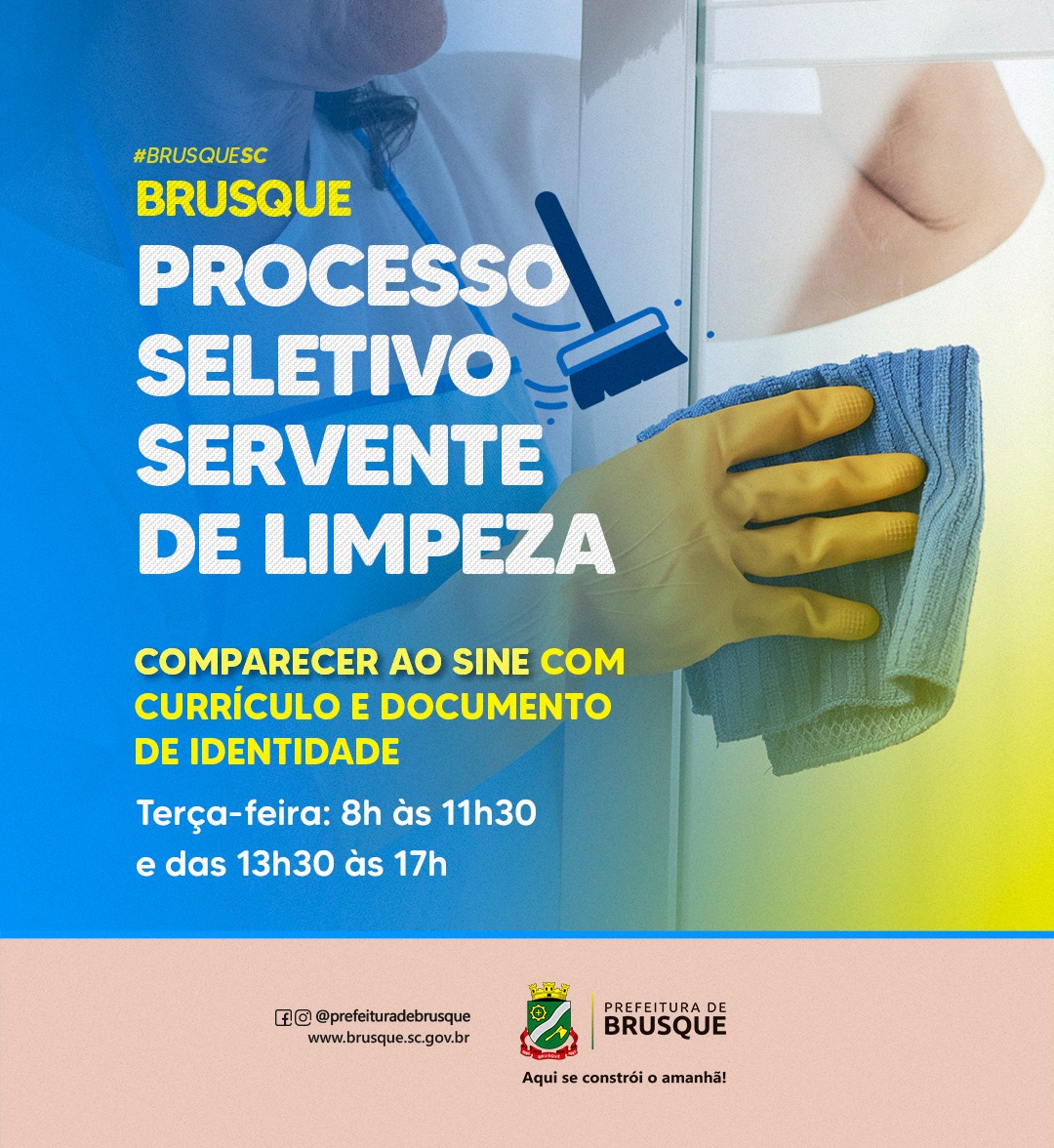 Sine realiza processo seletivo para contratação de servente de limpeza