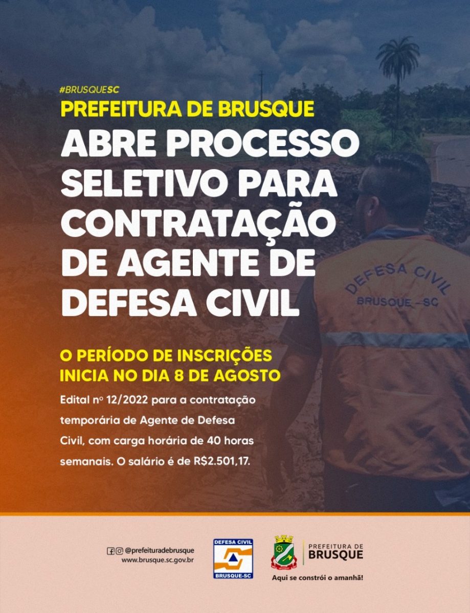 Prefeitura abre Processo Seletivo para contratação de agente de Defesa Civil