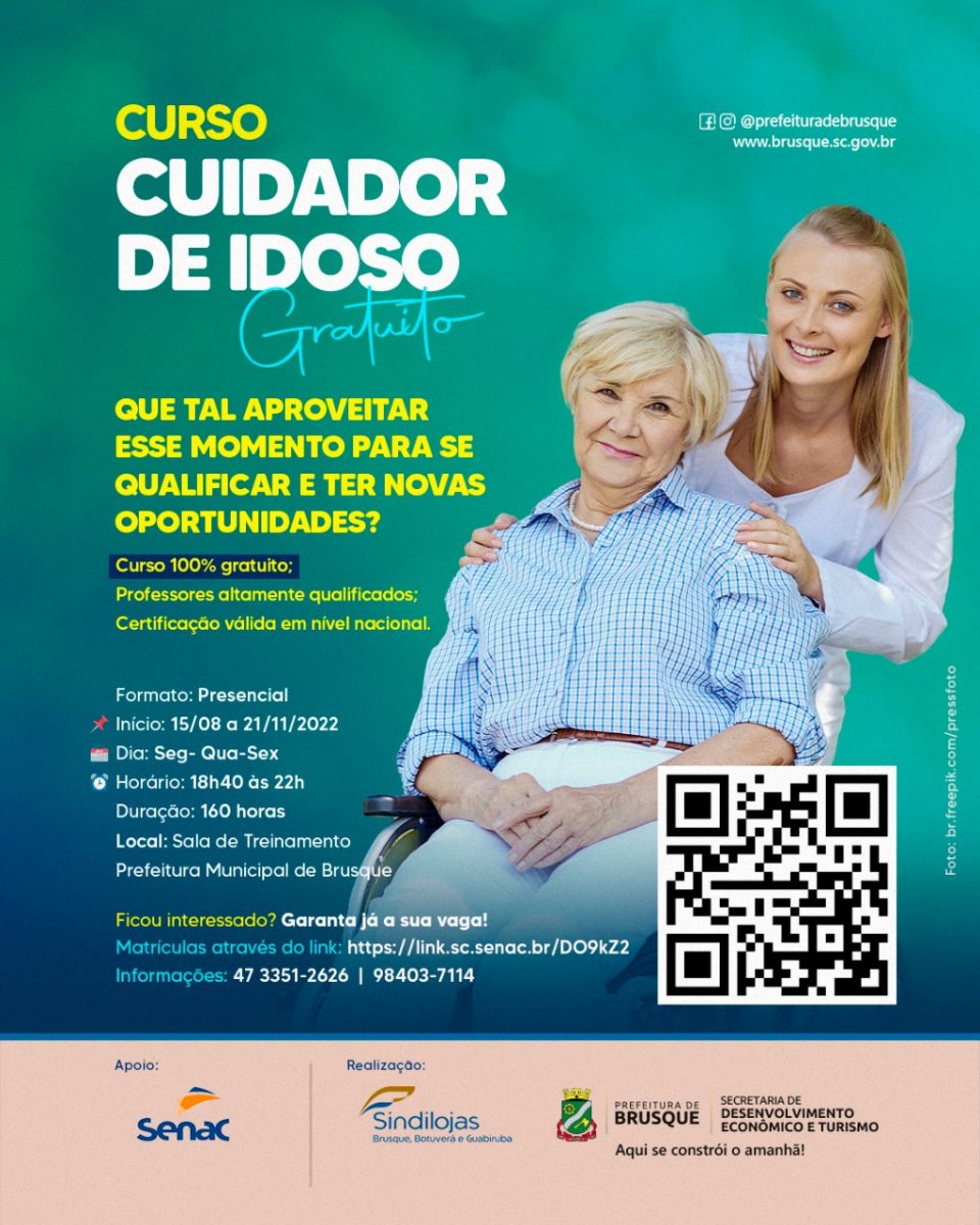 Cursos cuidador de idoso e cuidador infantil profissional estão com vagas remanescentes abertas