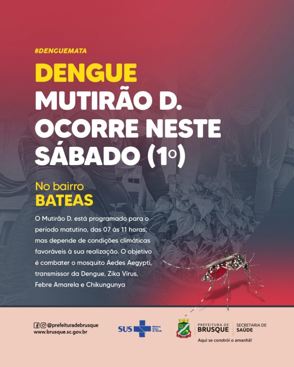 Dengue: Secretaria de Saúde realiza Mutirão D. no Bateas neste sábado