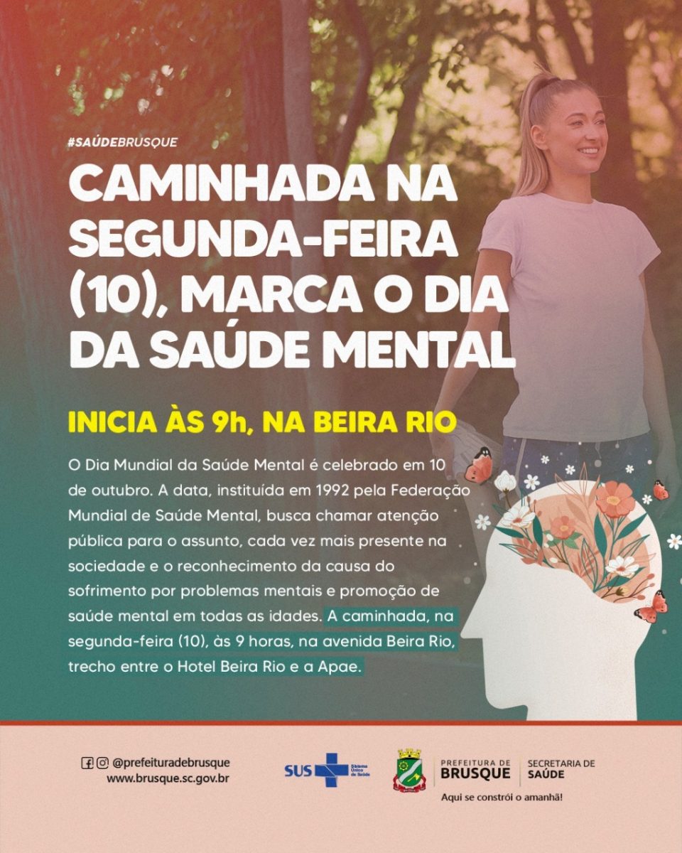 Caminhada na segunda-feira marca o dia da Saúde Mental