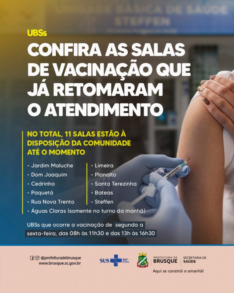 Confira as salas de vacina das UBSs que já retomaram o atendimento