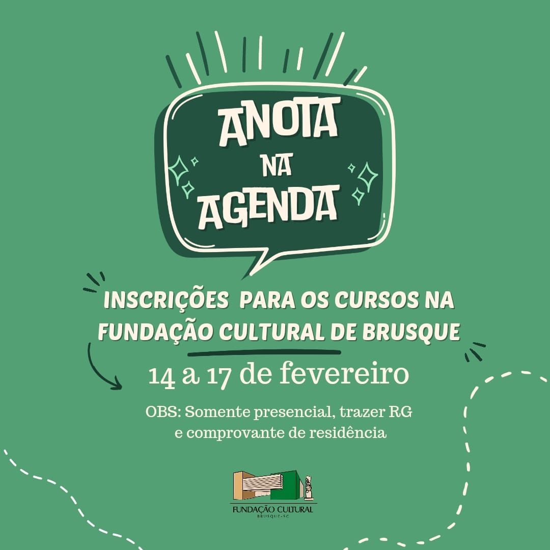 Inscrições abertas para os cursos da Fundação Cultural de Brusque