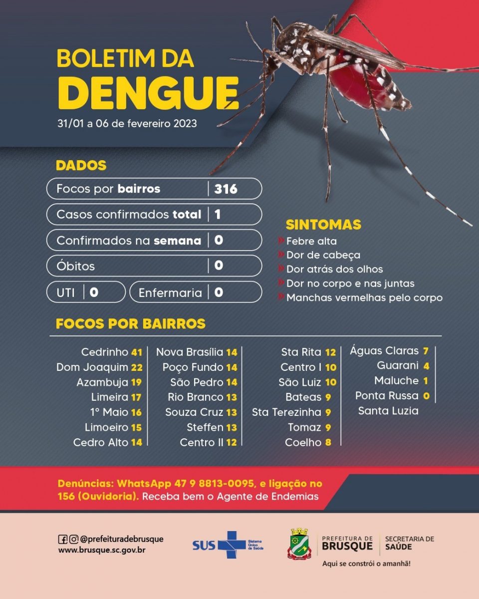 Dengue: Brusque segue com o registro de um caso em 2023