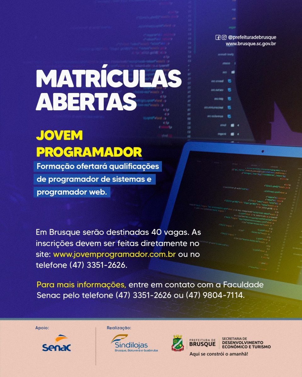 Vagas abertas para o curso de Jovem Programador 2023