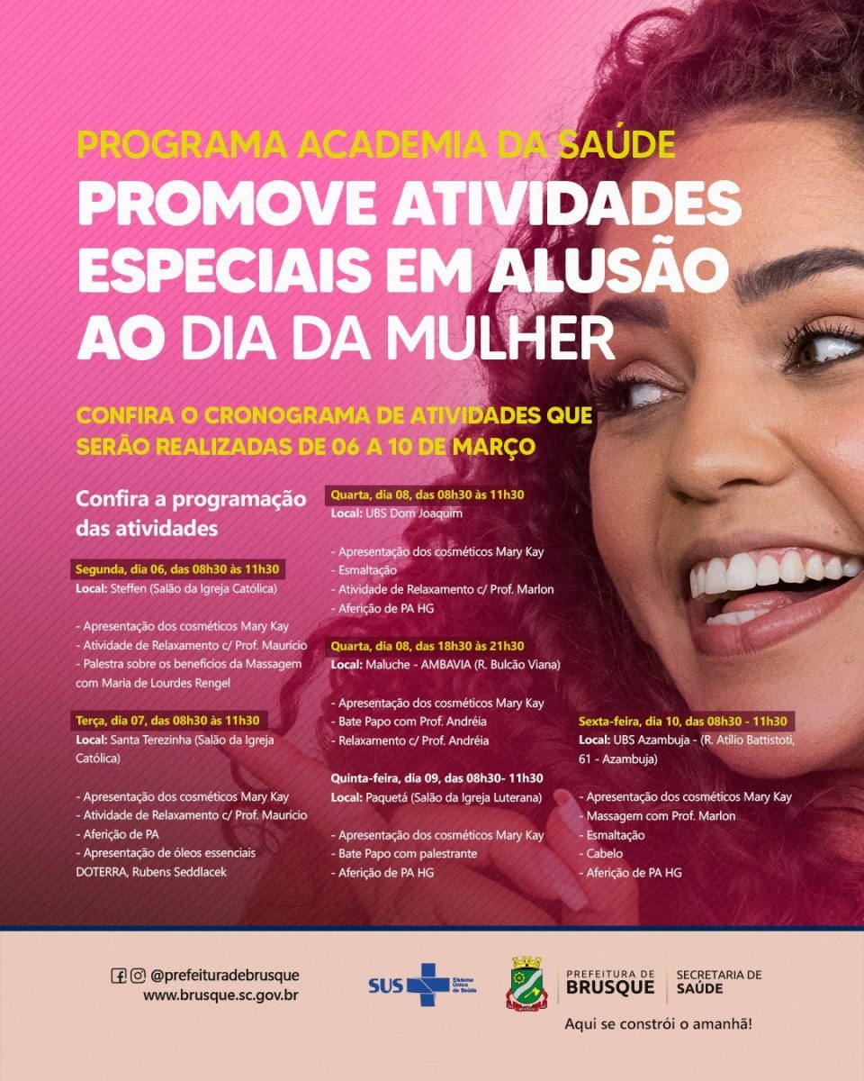 Programa Academia da Saúde promove atividades especiais alusiva ao Dia da Mulher