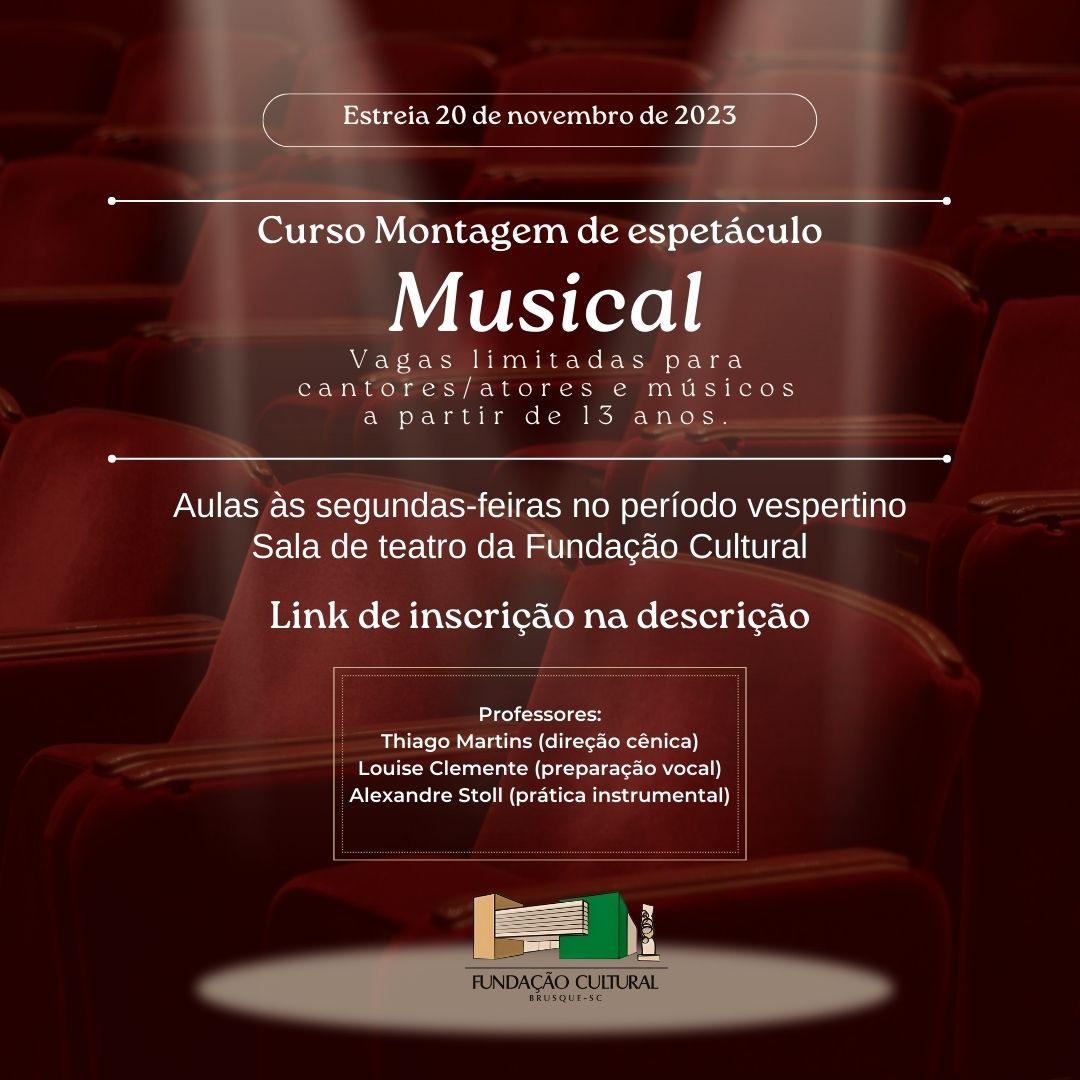 Fundação Cultural abre curso para montagem de espetáculo musical