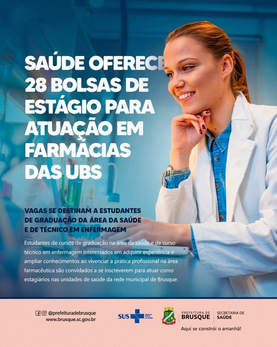 Saúde oferece 28 bolsas de estágio para atuação em farmácias das Unidades Básicas