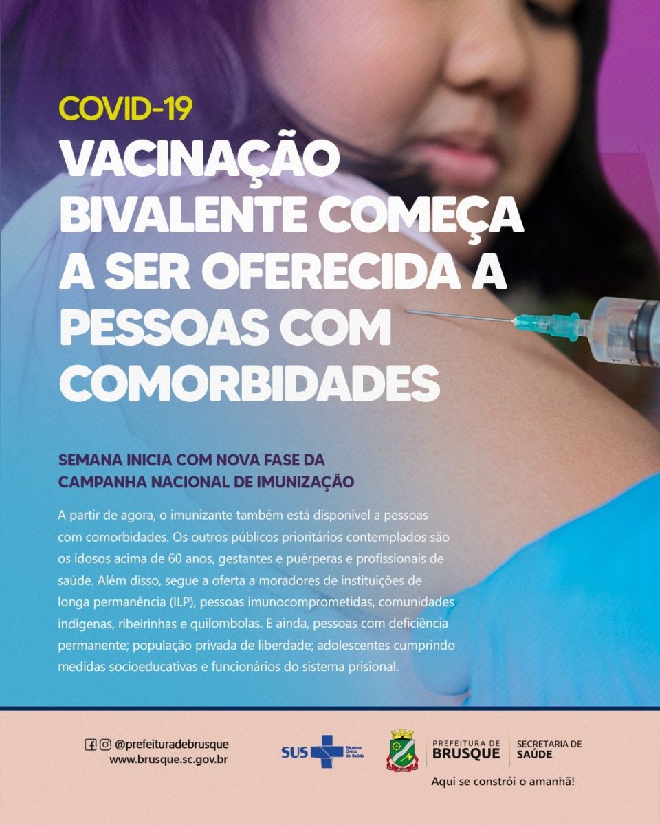 Vacinação bivalente contra a Covid-19 começa a ser oferecida a pessoas com comorbidades