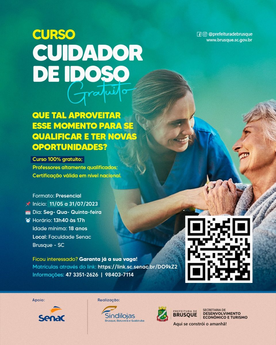 Inscrições abertas para cursos de cuidador de idoso e infantil